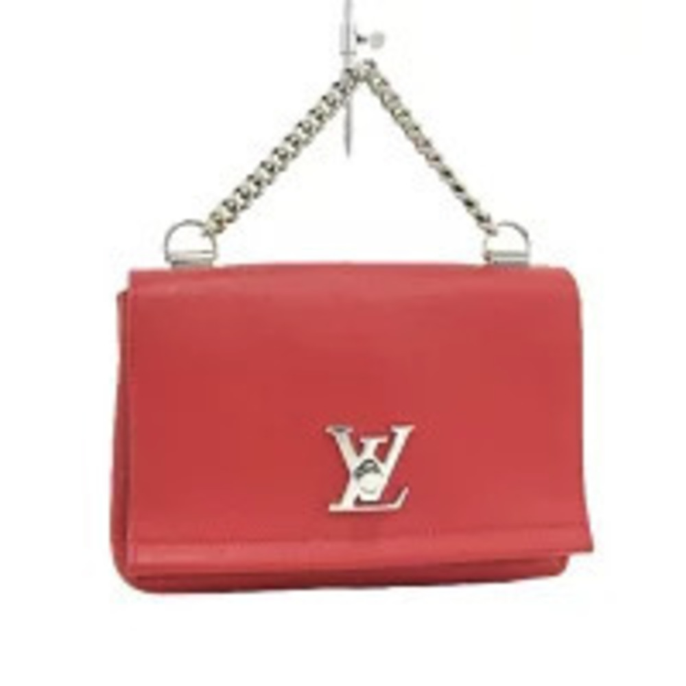 LOUIS VUITTON Lockme Handbag Calf Leather Ruby Red
